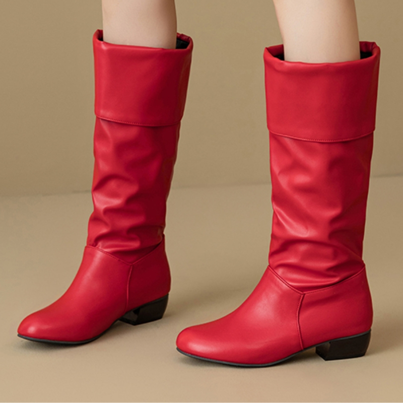 Sewing Fleece - Deslizamento em joelho botas altas plissadas