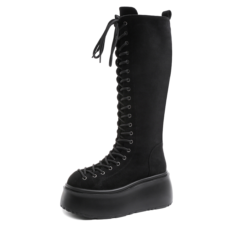 Sewing Latex - 8cm moda cunha-salto borla mid-tube botas
