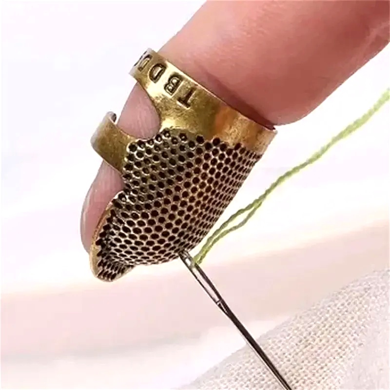 Sewing Thimble Metal - Dedal de Costura Vintage Ajustável, Antiderrapante,