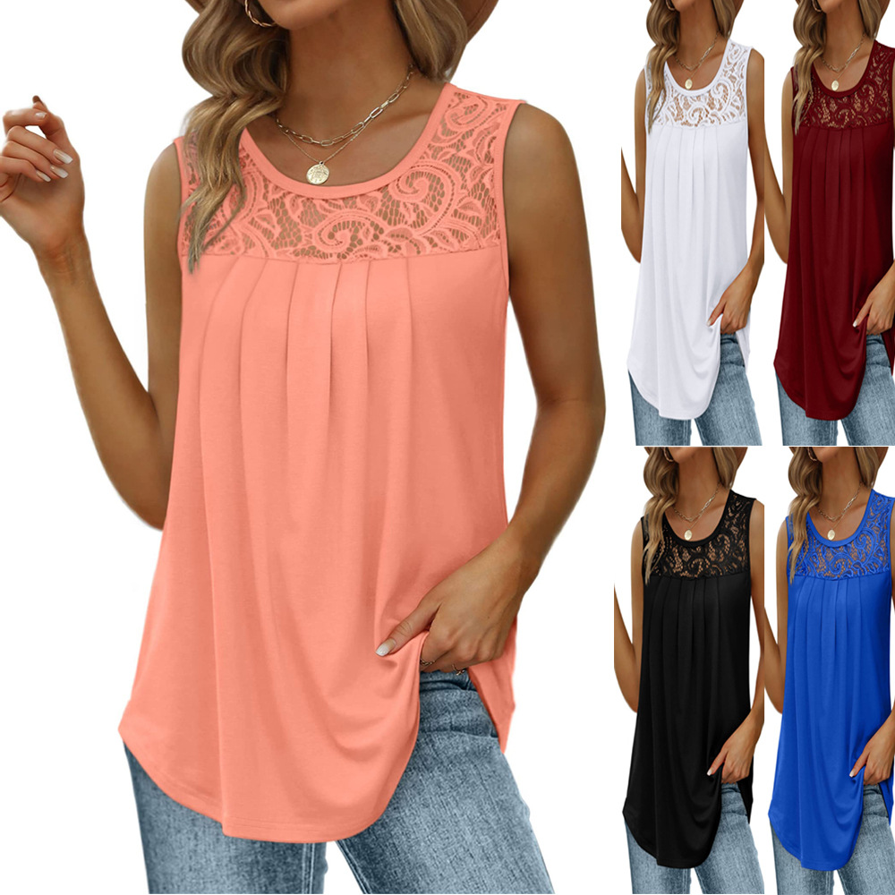 Sewing Vest - Blusas Femininas Sem Mangas com Renda