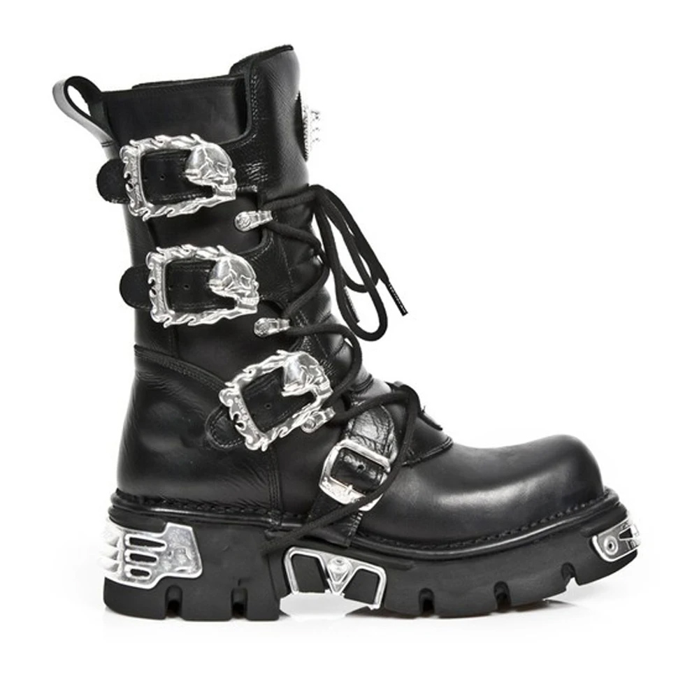 Sewing Zipper - Novo masculino punk botas de motocicleta