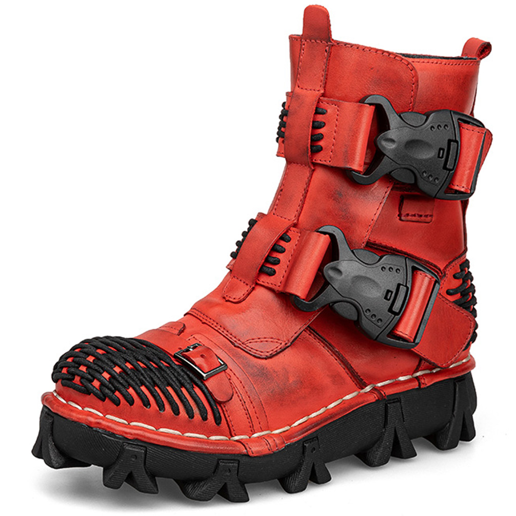 Sewing Latex - Botas de motocicleta de couro genuíno