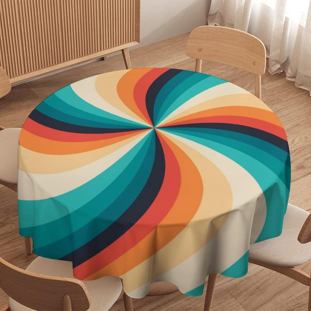 Century Textile & Sewing Supply Reviews - Toalha de Mesa Redonda Vintage Groovy