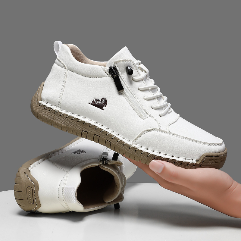 Sewing Latex - Tênis feminino de couro artesanal sapatos