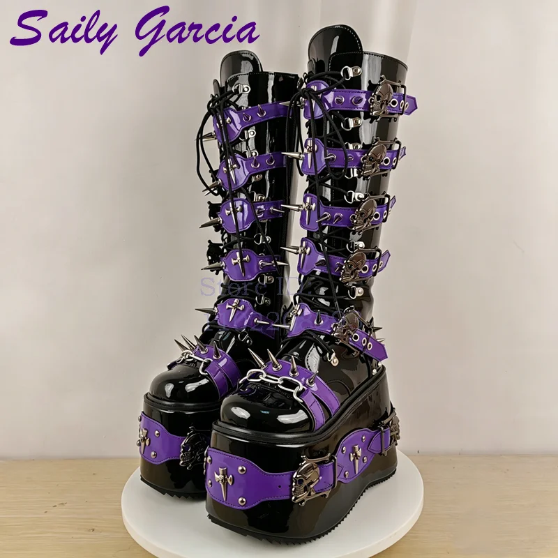 Botas de Cano Alto Punk com Re - Sewing Zipper avaliação e preço