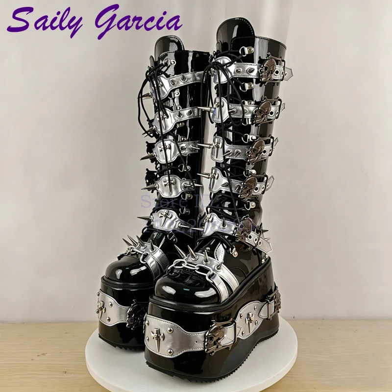 Botas de Cano Alto Punk com Re - Sewing Zipper avaliação e preço