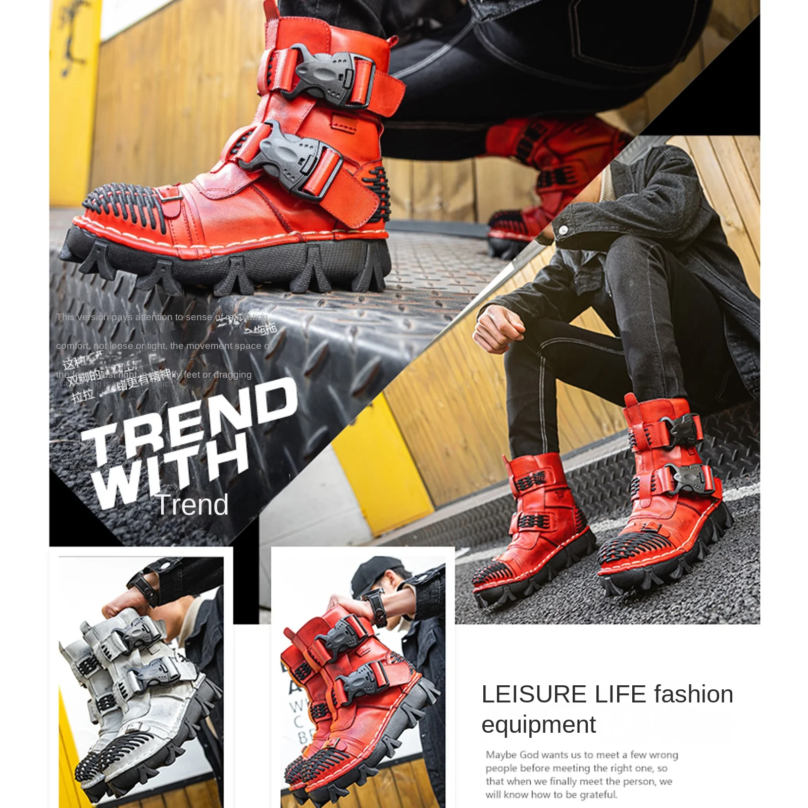 Botas de motocicleta de couro  - Sewing Latex avaliação e preço
