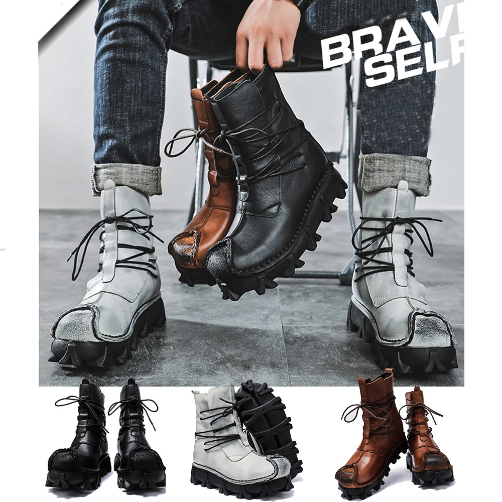 Botas de caveira de couro genu - Sewing Latex avaliação e preço